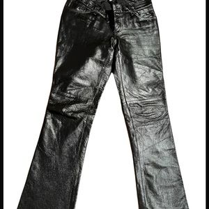 Gap 100% leather jeans . Black. Gently used- Size 6 boot cut